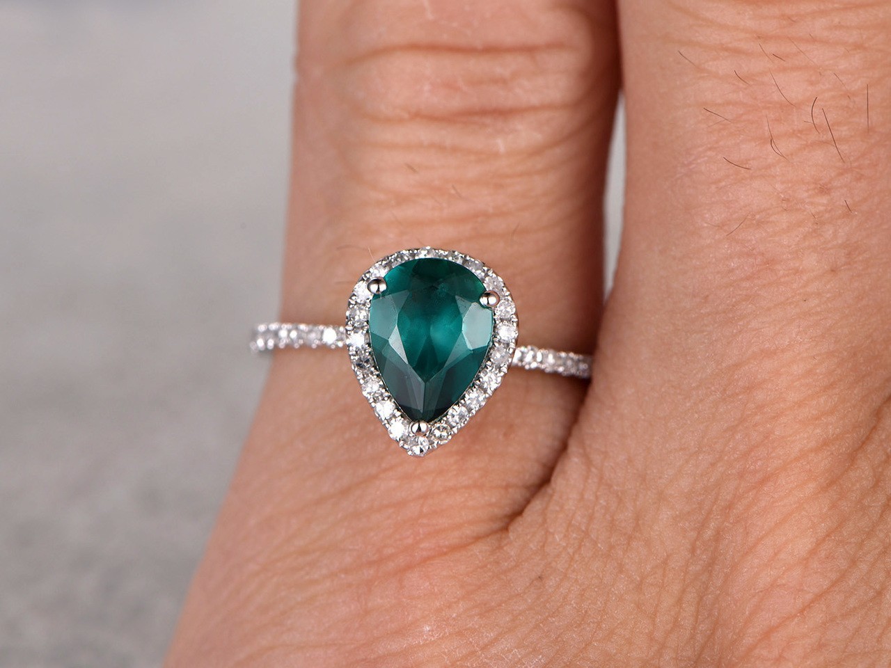 1.55 Ct Natural Emerald Diamond Engagement Proposal Ring 14K White Gold Size 5