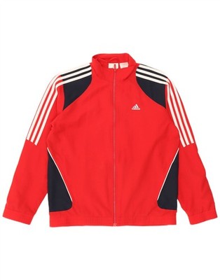 Adidas Jungen Trainingsanzug Oberteil Jacke 15-16 Jahre Rot Colourblock Polyester AE18