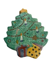 Vintage Macys The Cellar Christmas Tree Trivet Wall Hanging Ceramic Italy  10”