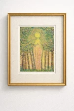 Golden Angel Acrylic Painting 8x10 Abstract Spiritual Figurative Art BBAKHSHI 