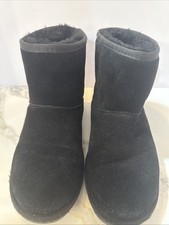 Minnetonka Black Moccasin Mini Suede Wool Lined Boots Size 8