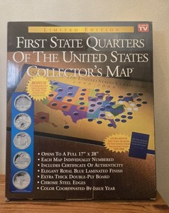 FIRST STATE QUARTERS OF THE UNITED STATES MAP - COA - COLLECTOR'S GUIDE - NEW