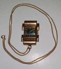 Viking Art Deco Geneve 16 Jewels Swiss Cortebert mvmt. RUNNING pendant w Chain