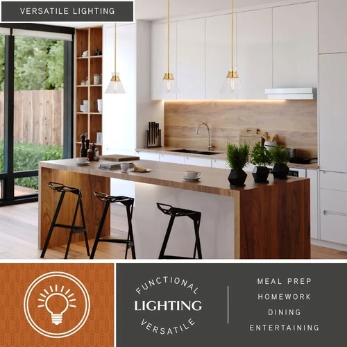 Vaxcel Lighting P0403 9"W Suspension Mini Pendant - Brass - Picture 9 of 11