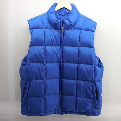 Eddie Bauer Mens Royal Blue Goose Down Puffer Vest Large Full Zip Quilted