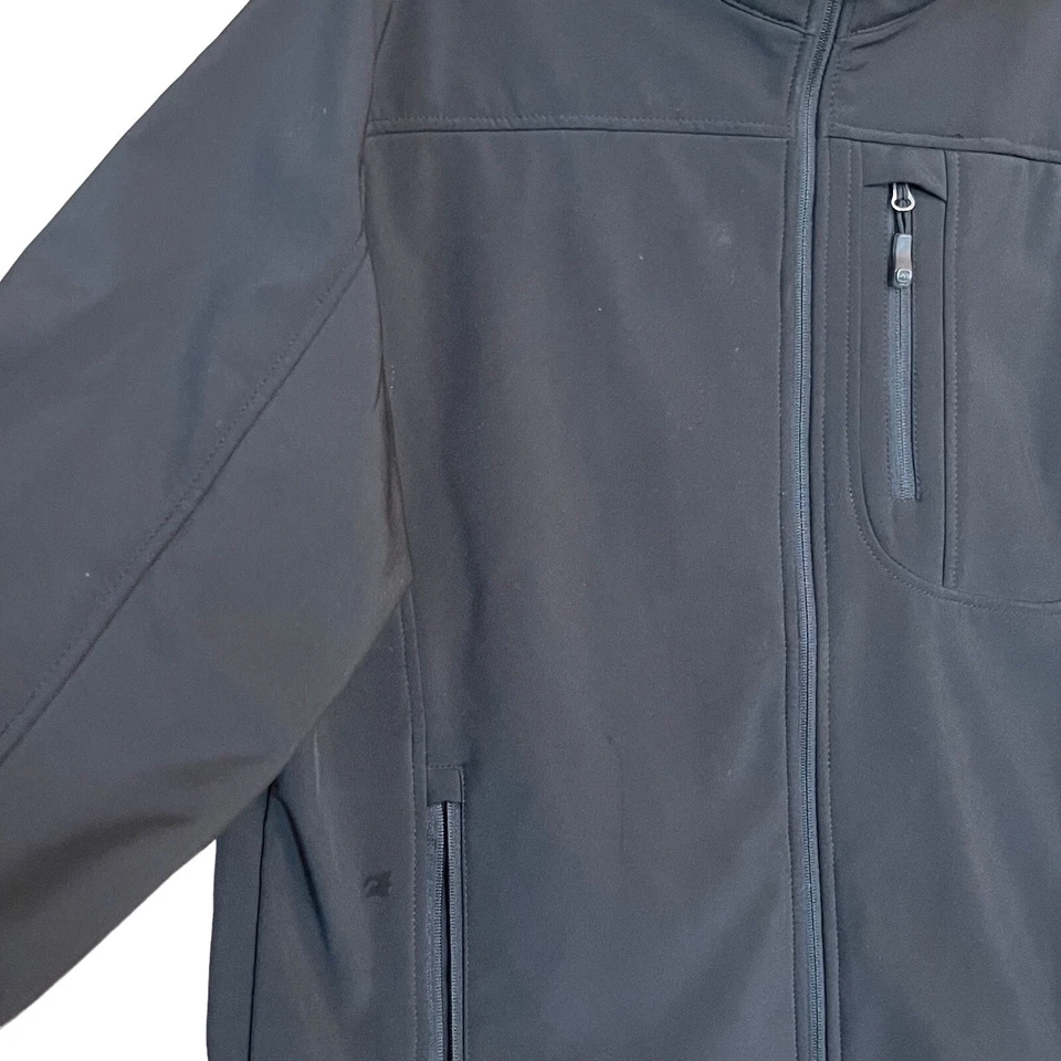 Free Country Jacket Mens Medium Black Zip Softshell Water Resistant Camping - Image 2 of 4