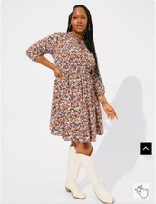 Torrid Mini Stretch Challis Front Keyhole Dress Floral Print Pockets Size 3X