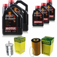 MANN-FILTER Inspektionspaket 13L Motul 8100 X-Clean+ 5W-30 FüR Audi A8 6.0 W12