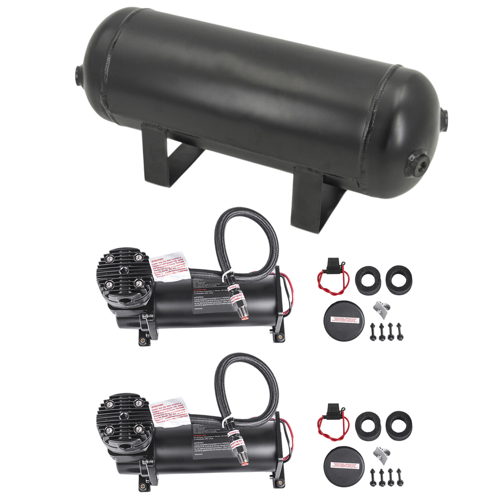 2pcs & 3-gallon Air Tank Kit For Truck Train