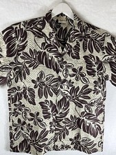 Royal Creations Hawaiian Shirt Men Large Brown Button Up Floral Made InUSA