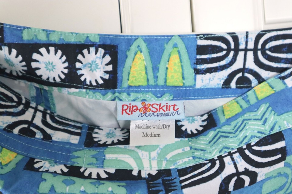 RIP SKIRT Hawaii Patchwork Tribal Print True Wrap Casual Skirt Size