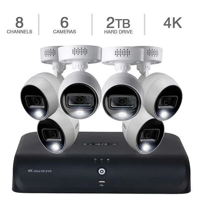 Lorex 4K Ultra HD 8-Channel DVR Security System 6 Active Deterrence Cameras 2TB. - Image 3 of 4