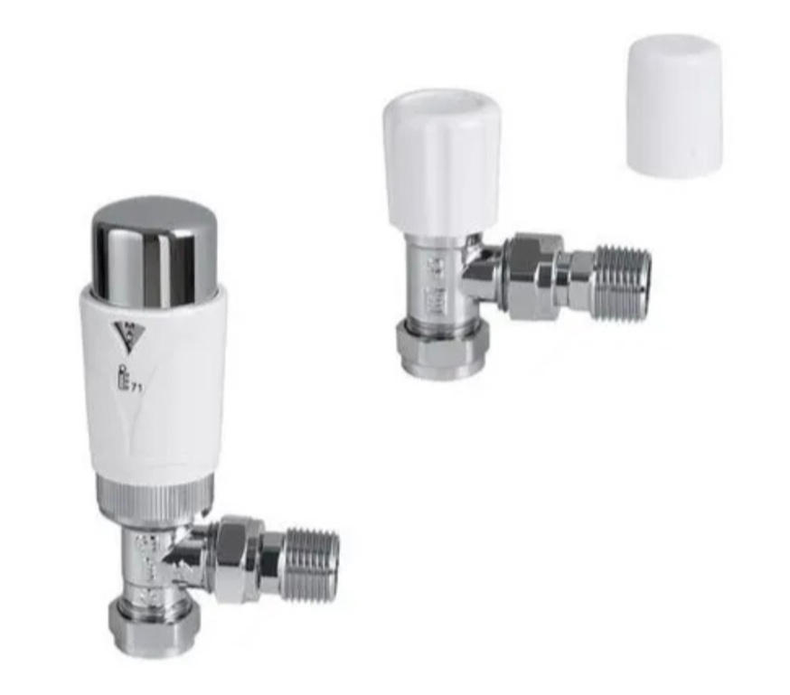 Center Plus 15mm Angled TRV Thermostatic Radiator Valve & Lockshield 256557 New