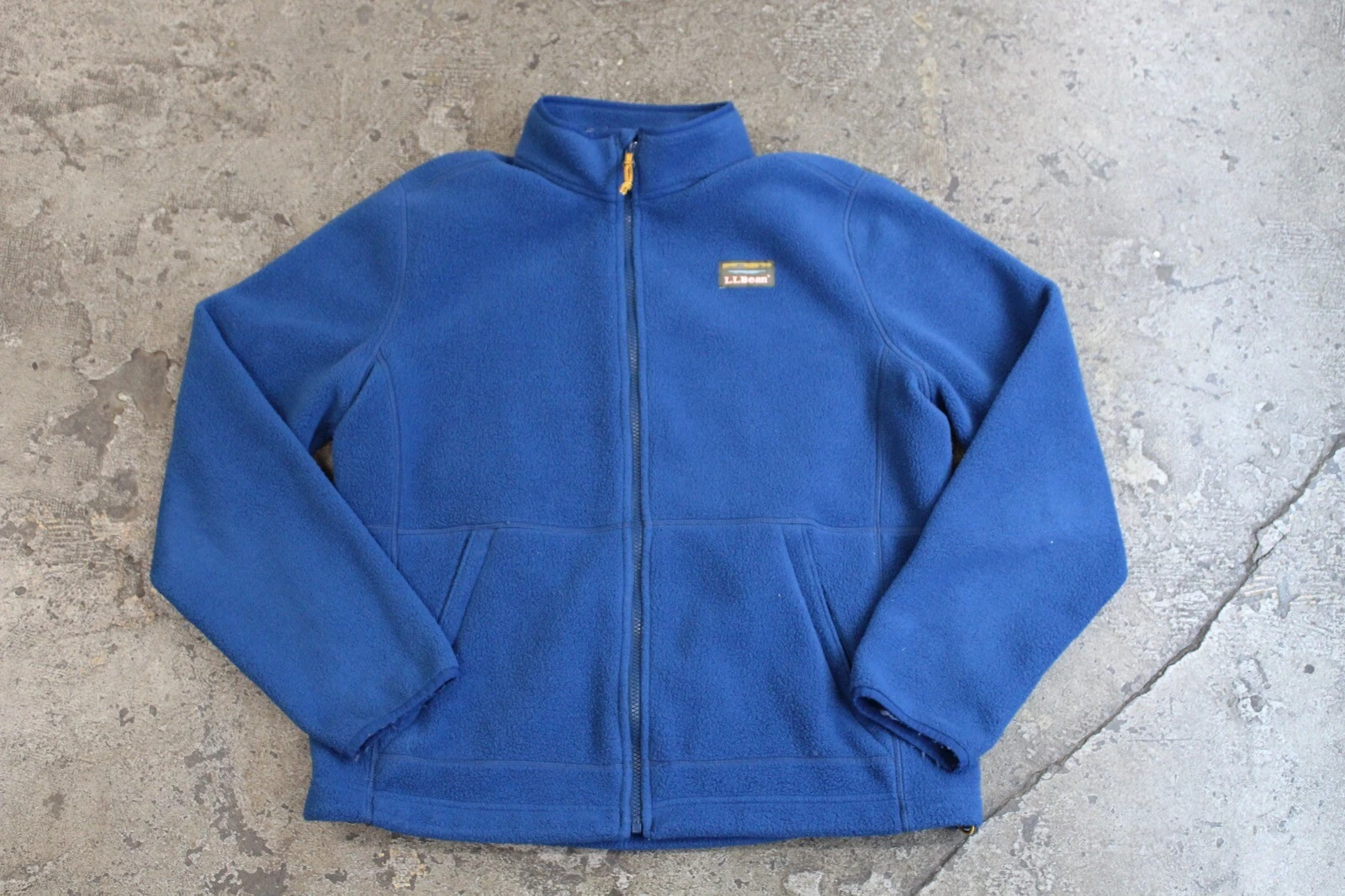 LL BEAN Recycled FLEECE Zip Up outdoor Large Jacket Blue Full Zip