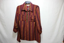 Rebecca Malone print shirt 100% Poly Size Med pull over NWT