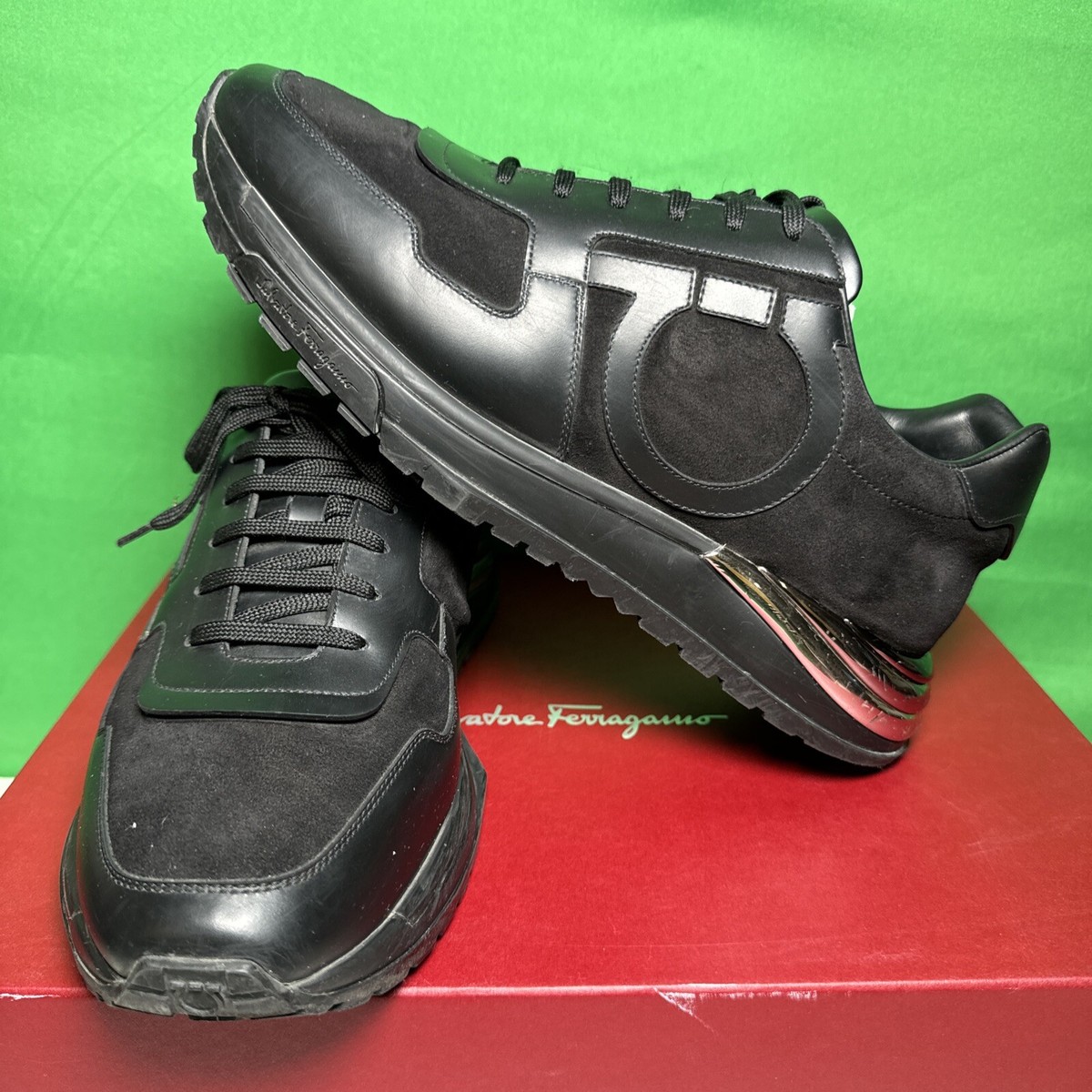 Size-9 Salvatore Ferragamo Brooklyn 717045 Nero Calf | eBay