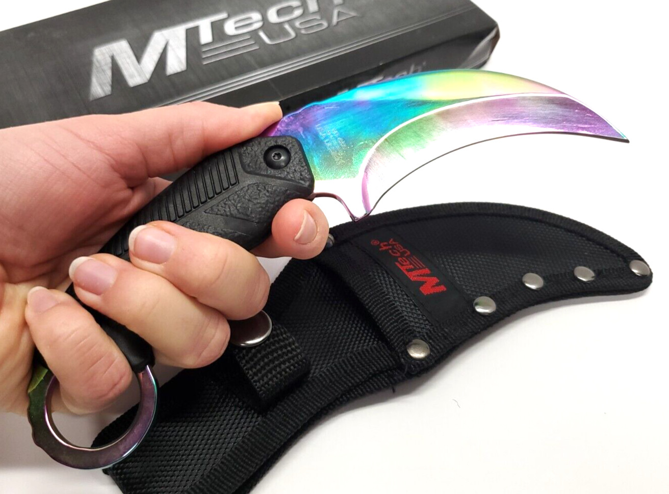 MTech Rainbow CSGO Hawkbill Karambit Fixed Blade Knife Full Tang ...