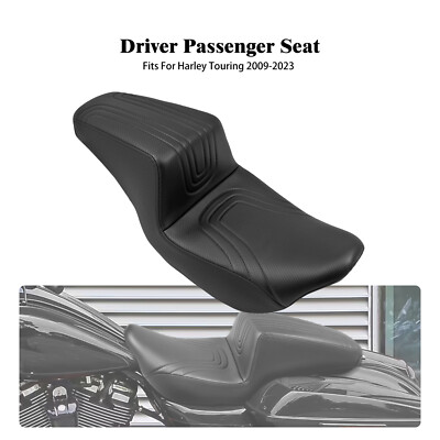 Driver Passenger Seat Black U Stitch For Harley Touring Road Street Glide 09-23