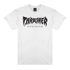 Thrasher Magazine METAL Logo Skateboard T Shirt WHITE