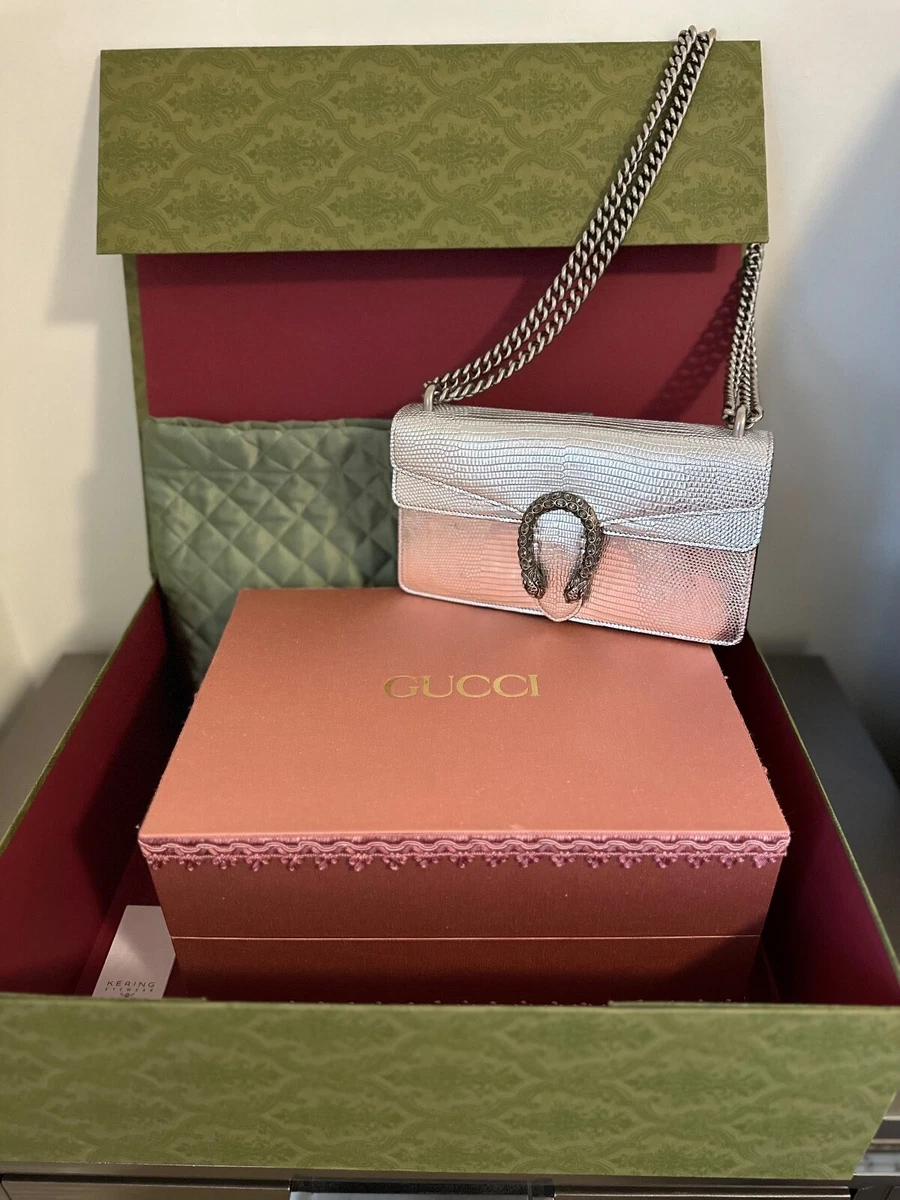 GUCCI Dionysus super mini metallic leather shoulder bag