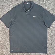 Nike Tiger Woods Collection Polo Shirt Mens XL Zonal Cooling Emboss Black Silver