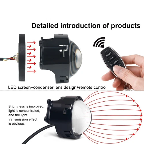 3" Car Motorcycle Dynamic LED Devil Eyes Light Bulb Headlight Kit Remote Control - Bild 7 von 20