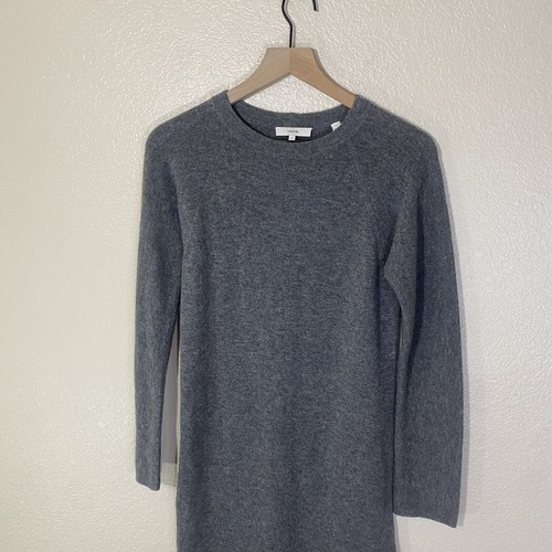 Vince Dress Womens Size XS Raglan Crew Sweater Grey Wool Cashmere Long Sleeve - Picture 2 of 9