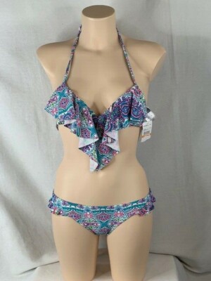 Women's NWT O'Neill Mavin Ruffle Pcs Bikini Multicolor Size S
