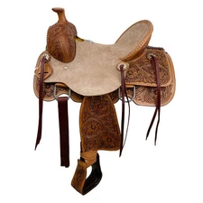 Double T Rustler's Rose Roper Style Horse Saddle - Size 13 Inch