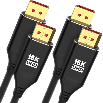 16K DisplayPort Cable 6FT 2Pack High Speed 8K@60Hz 4K@120Hz 77.4Gbps DisplayP...