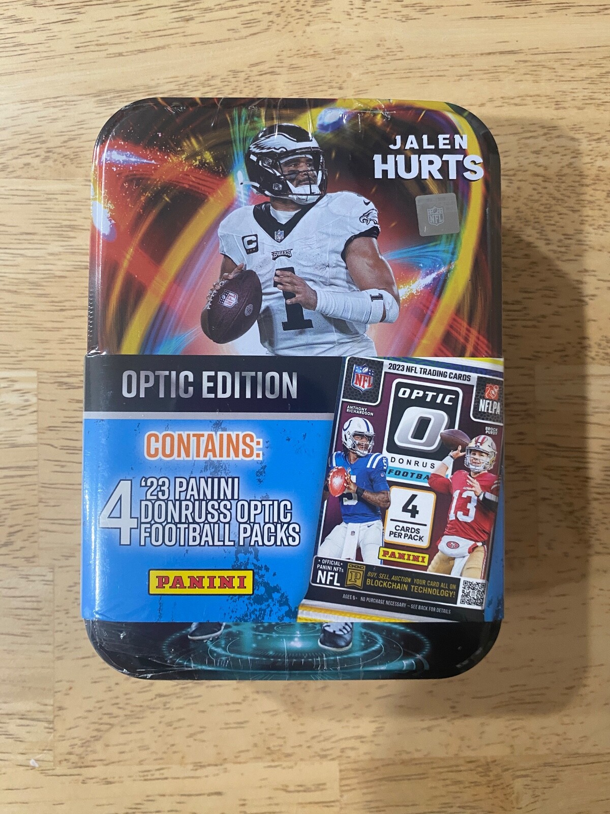 2023 Donruss OPTIC NFL Football Jalen Hurts Collectors Tin - FACTORY SEALED