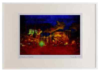 808013 Paper Mill By Night, St. Joe, Florida, USA Aquarell Bilderrahmen