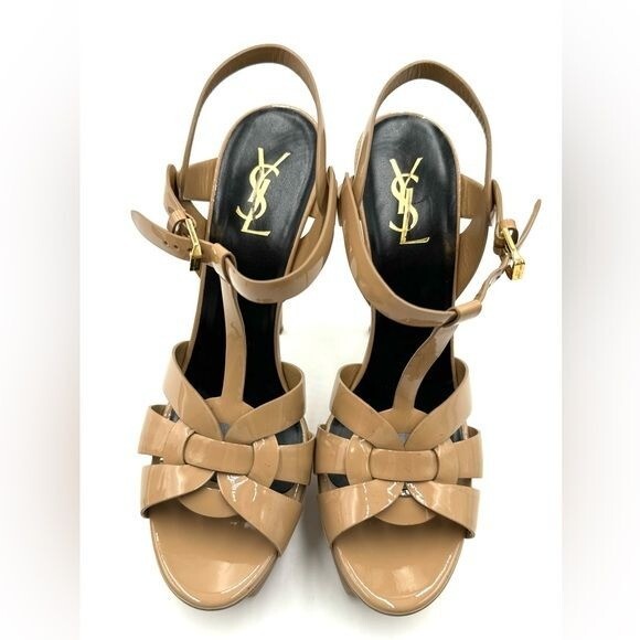 SAINT LAURENT Tribute Sandali con plateau in pelle liscia