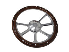 Wood Steering Wheel 14 Inch Aluminum With Installation Adapter And Horn 69-94