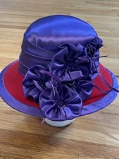 Womens Wool Quality Hat Church Wedding Red Hat Society Purple Wide Brim OSFM