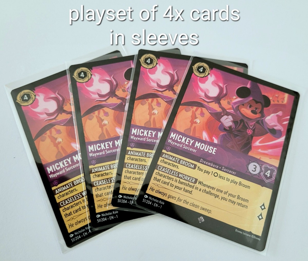 Lorcana TCG Disney playset 4x cards Mickey Mouse 51/204 EN Super