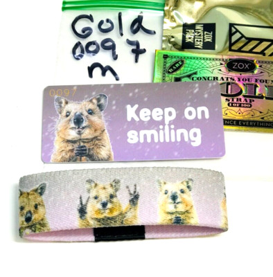 ZOX *KEEP ON SMILING* GOLD #0097 Strap Small MYS band w/Card AUSTRALIAN ANIMALS
