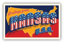Kansas USA State Vintage Greetings Vinyl Sticker Decal
