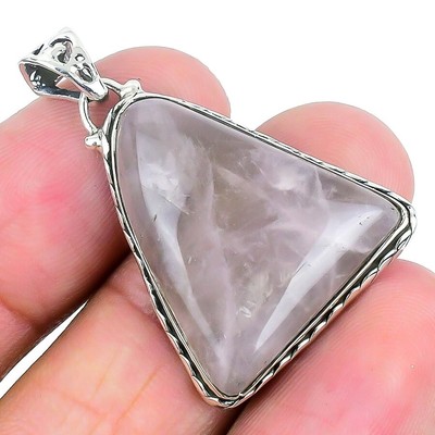 Rosenquarz Stein Neu Herz Chakra Muttertag Boho Anhänger 925 Sterling Silber