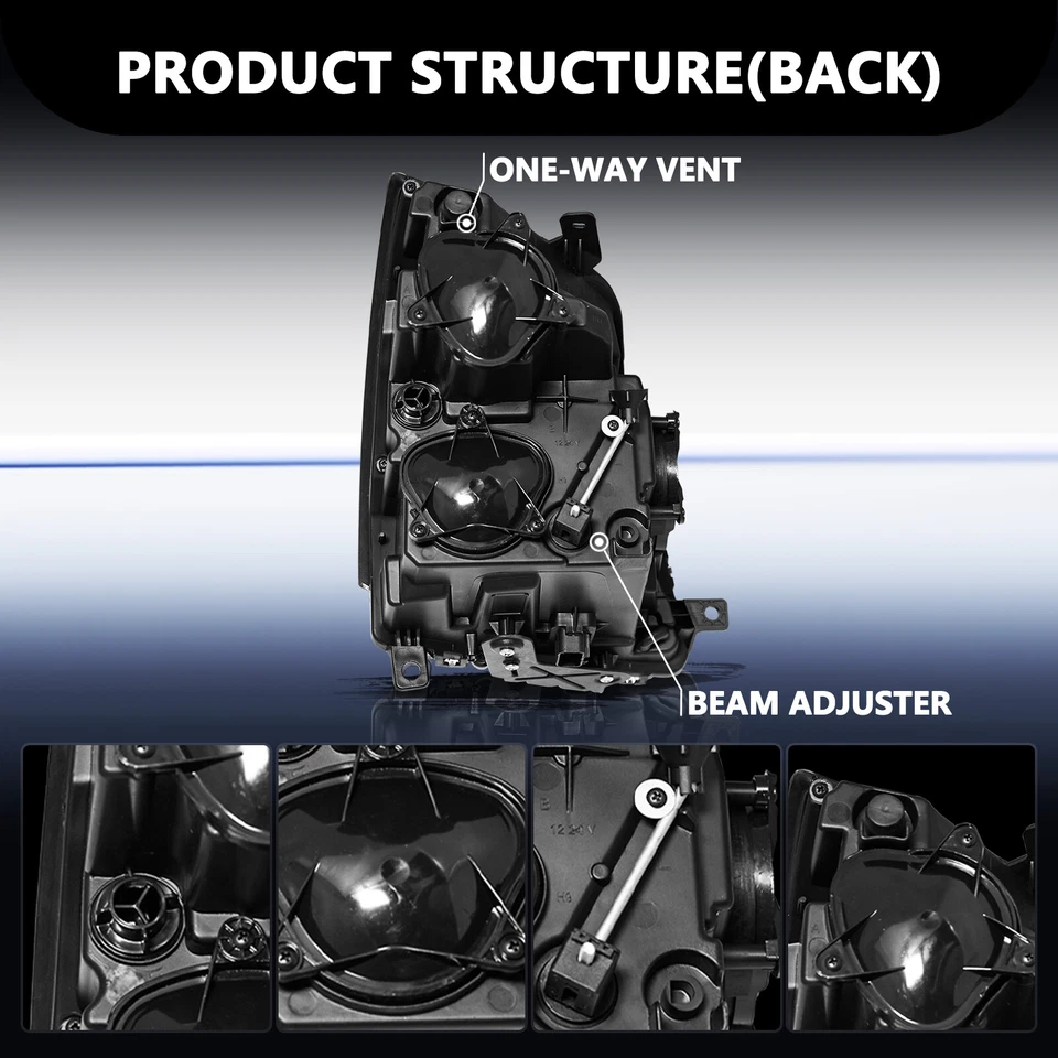 For 2008 2009 2010 2011 2012 2013 2014 Cadillac CTS Black Halogen Headlights Set - Image 3 of 4