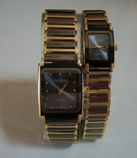 Men And Women Gold & Hematite  Finish Fashion Link Dressy Casual Wear Watches