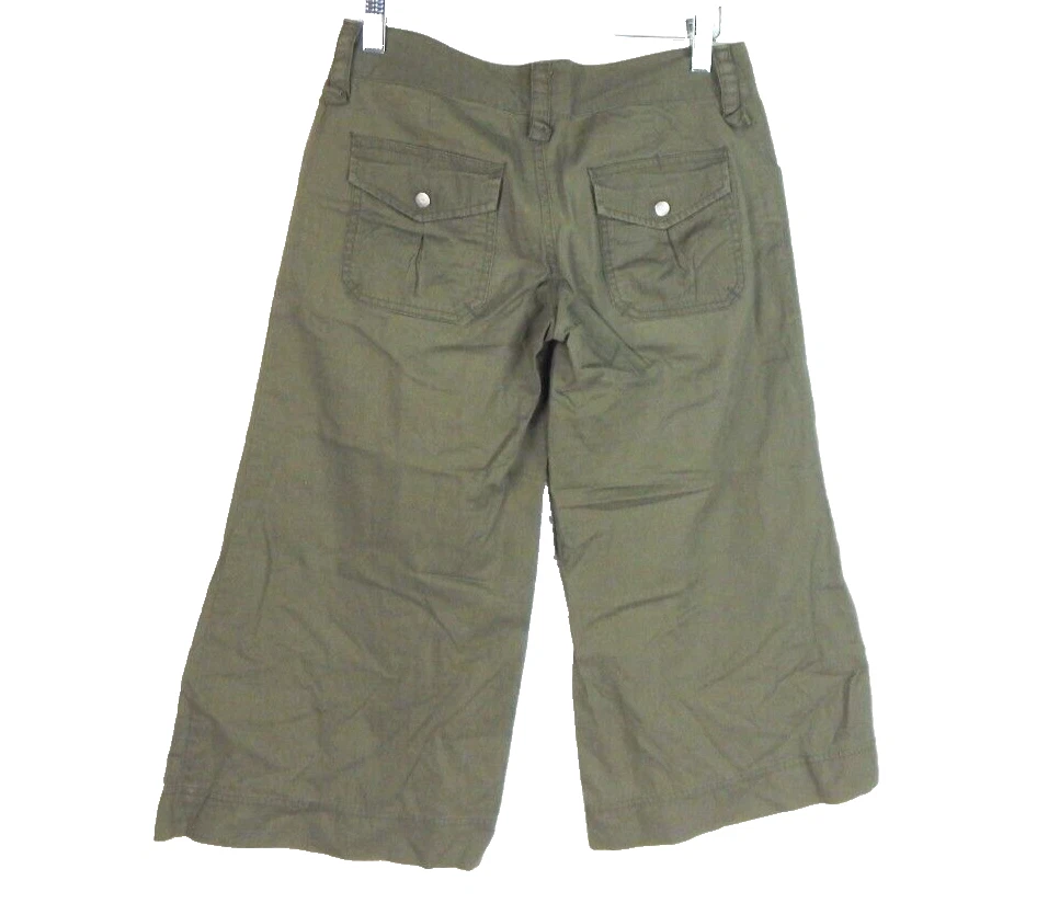 Винтажные штаны-капри Wet Seal Y2K 00 с низкой посадкой широкие штанины универсальные укороченные зеленые - Изображение 3 из 3