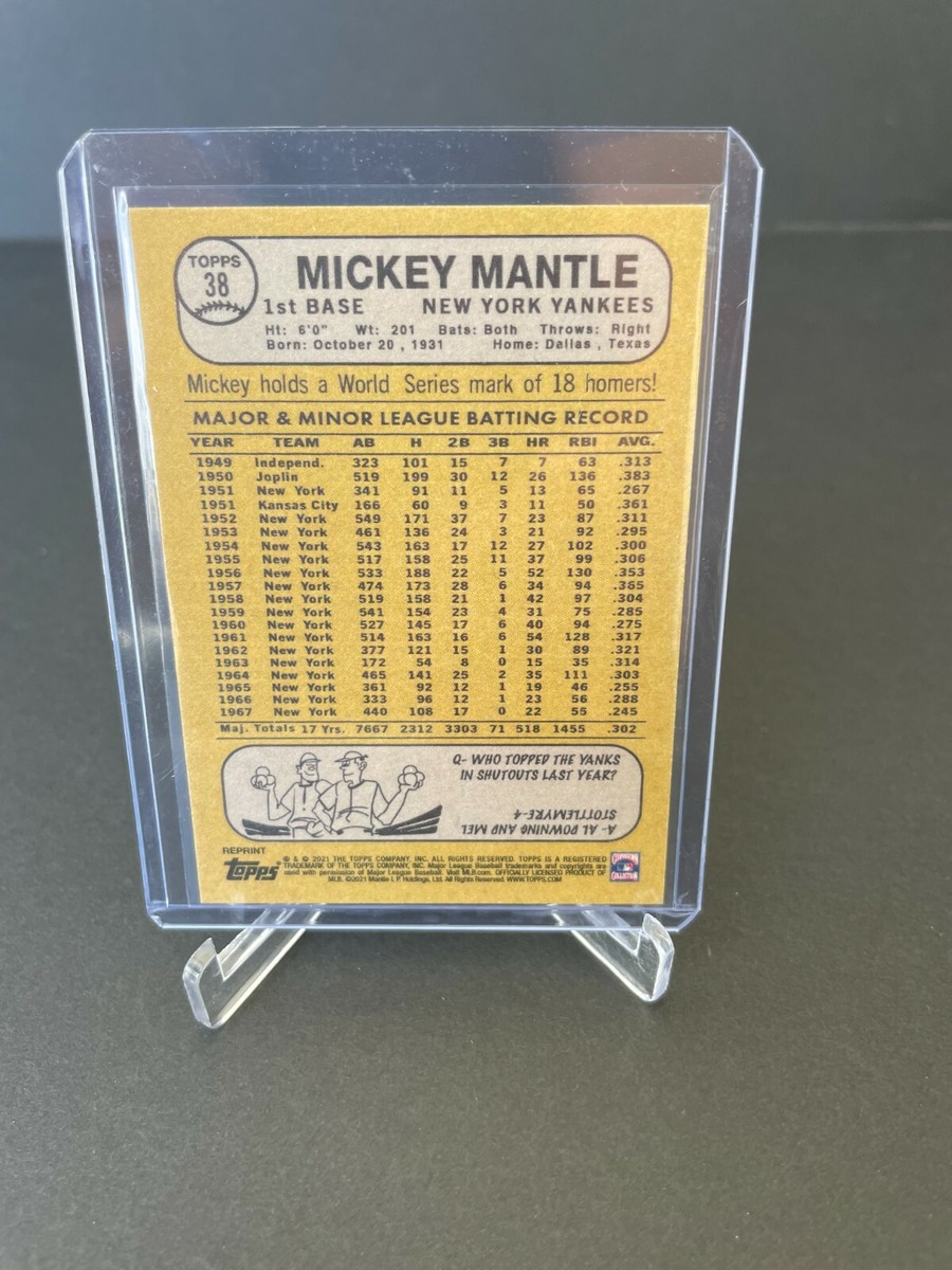 2021 Topps X Mickey Mantle 44/199 Collection 1968 Topps Reprint