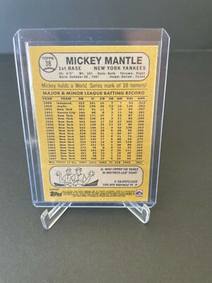 2021 Topps X Mickey Mantle 44/199 Collection 1968 Topps Reprint 