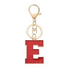 Initial Letter Keychain, A-Z Alphabet Keyring Letter E Metal Key Chain, Red