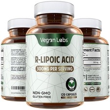 R-Lipoic Acid 300MG, 120 Vegan Capsules- Supports Cellular Energy and Antioxi...