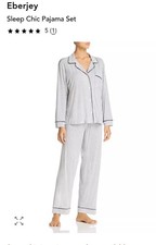 eberjey Women Sleep Chic Pajama Set Size M White With Black Lines