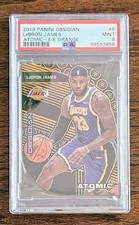 2019-20 PANINI OBSIDIAN ATOMIC Electric Etch Orange  #5 LEBRON JAMES /35 PSA 9