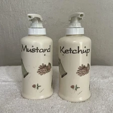 PFALTZGRAFF NATUREWOOD Ketchup & Mustard Pump Serving Set Condiment Dispensers