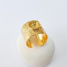 Band Ring Blank Base Bezel Setting Adjustable Ring 8mm Shiny Gold G37428